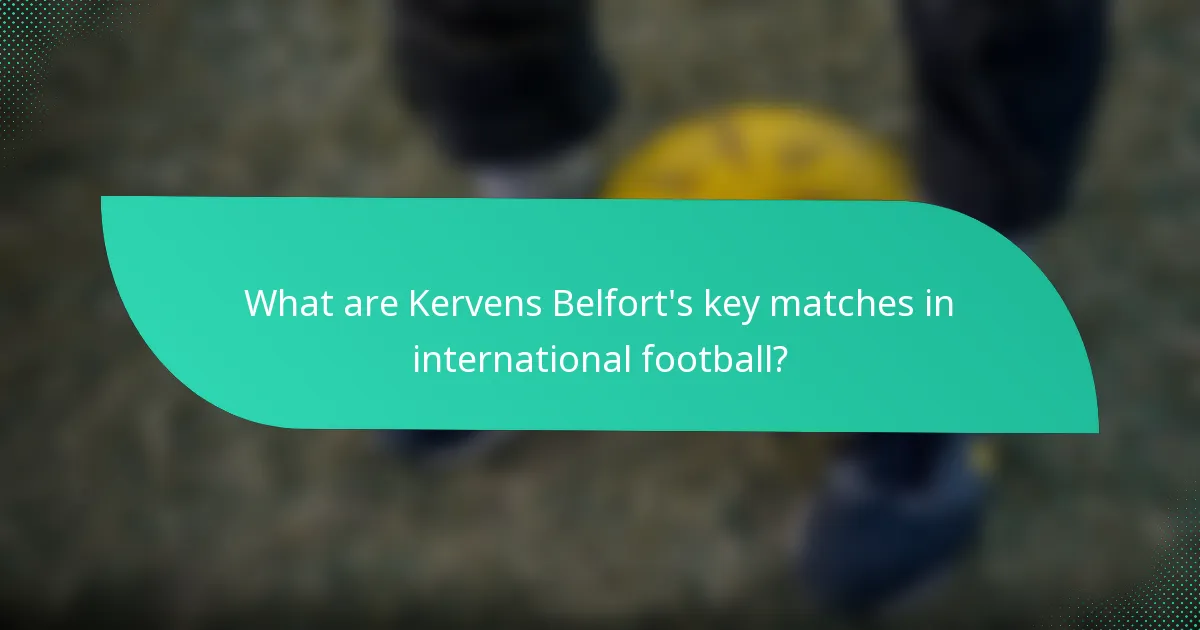 What are Kervens Belfort's key matches in international football?