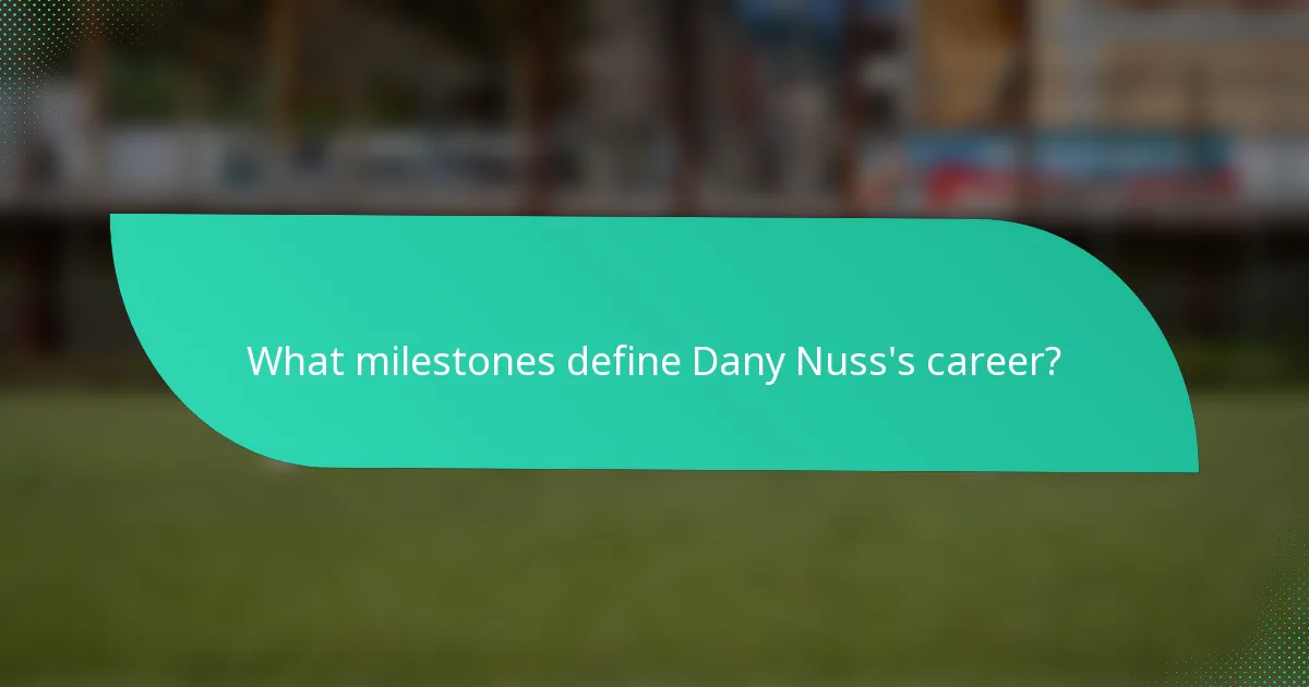 What milestones define Dany Nuss's career?